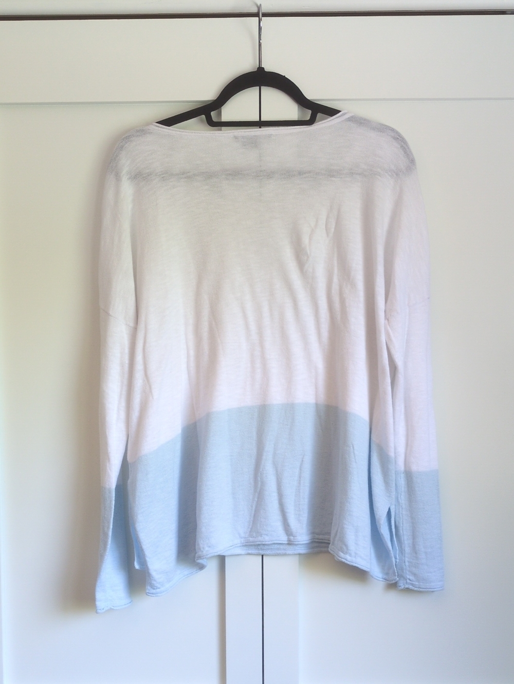 Vince White Blue Colorblock Lightweight Knit Sweater Women's Small Cotton